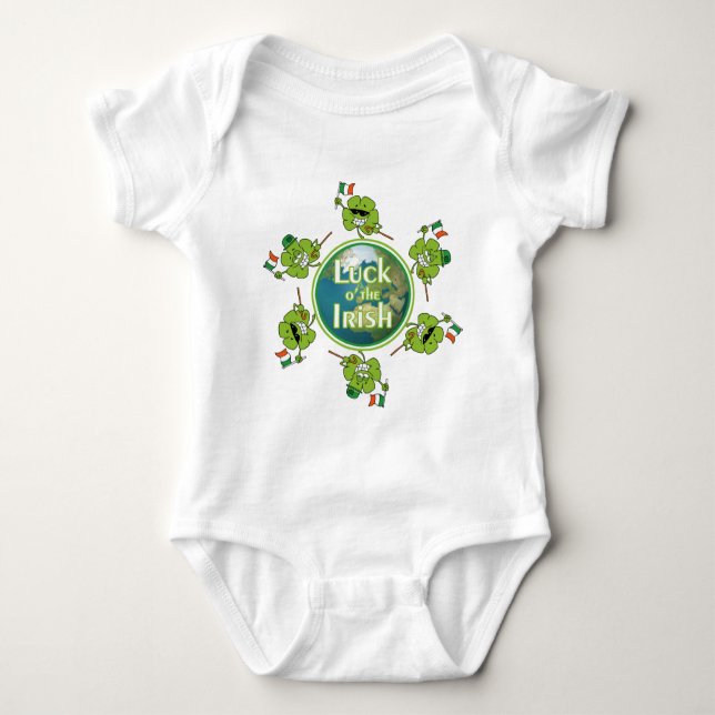 Tur på irländarna - Shamrocks runt Globe Tee Shirt (Framsida)
