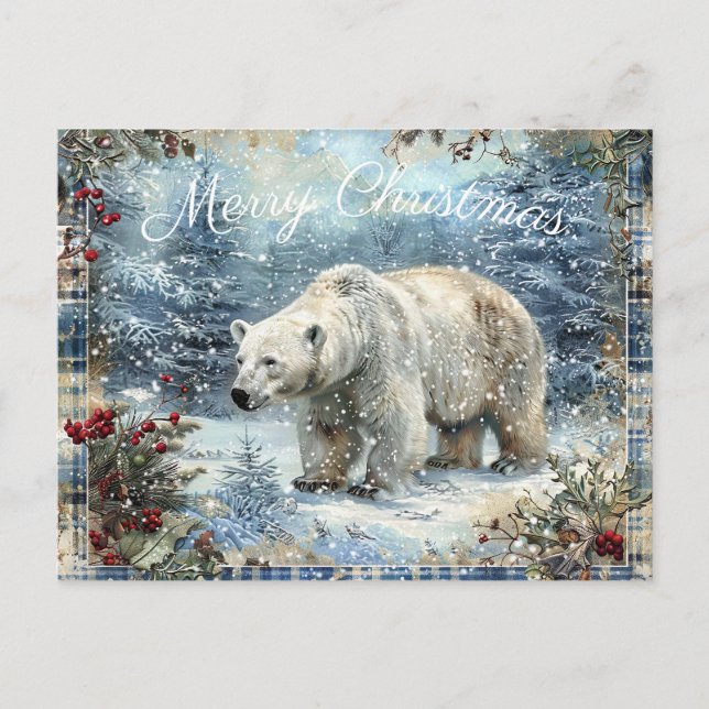 Tur Polar Bear Vinter Jul Helg Vykort (Framsida)