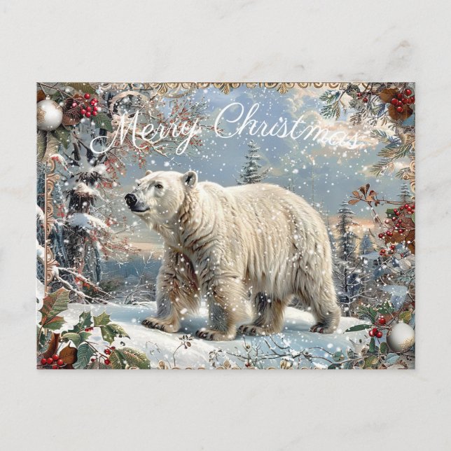 Tur Polar Bear Vinter Jul Helg Vykort (Framsida)
