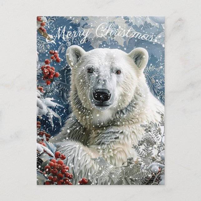 Tur Polar Bear Vinter Jul Helg Vykort (Framsida)