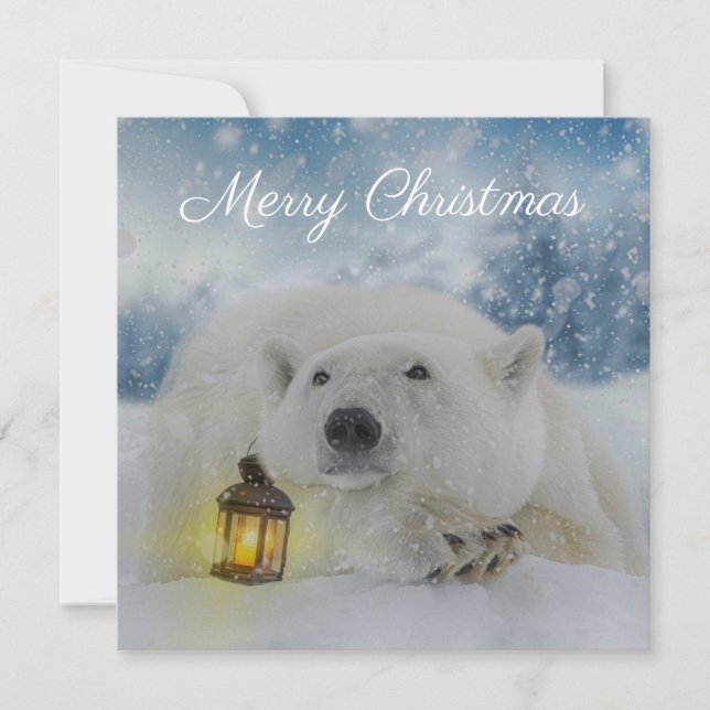 Tur Polar Bear Vinter Jul Julkort (Framsida)