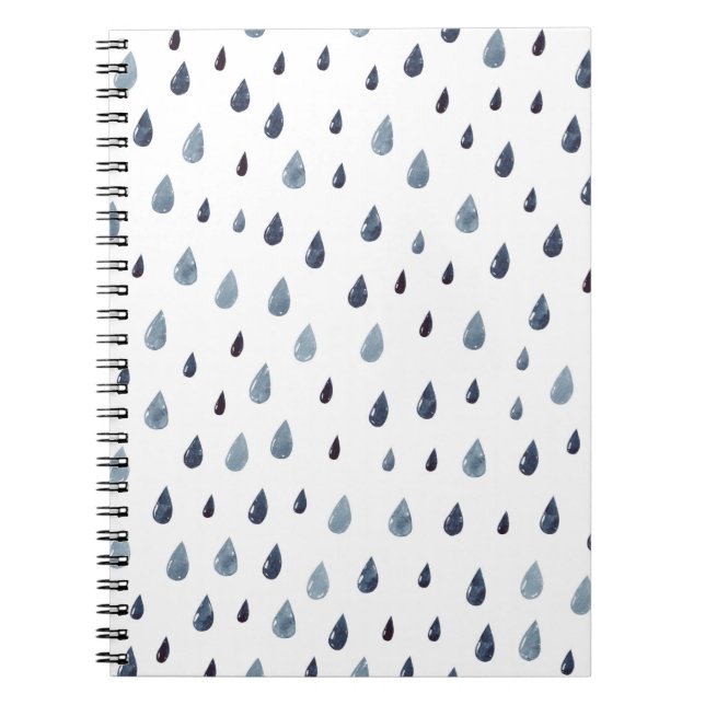 Tur regn. Vattenfärgen, sömlös mönster. Indigo rai Anteckningsbok (Framsidan)