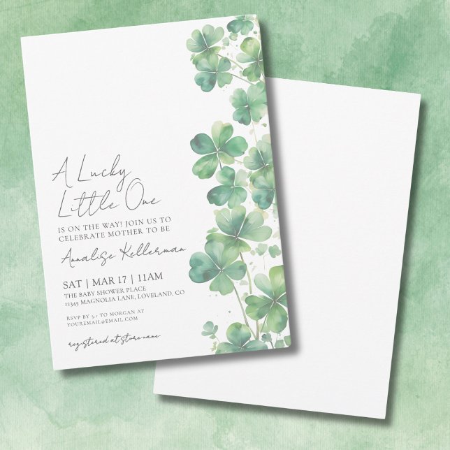 Tur Samma Dag Lucky Little One St. Patrick's Day B Inbjudningar (Lucky Little One St. Patrick's Day Baby Shower Invitation)