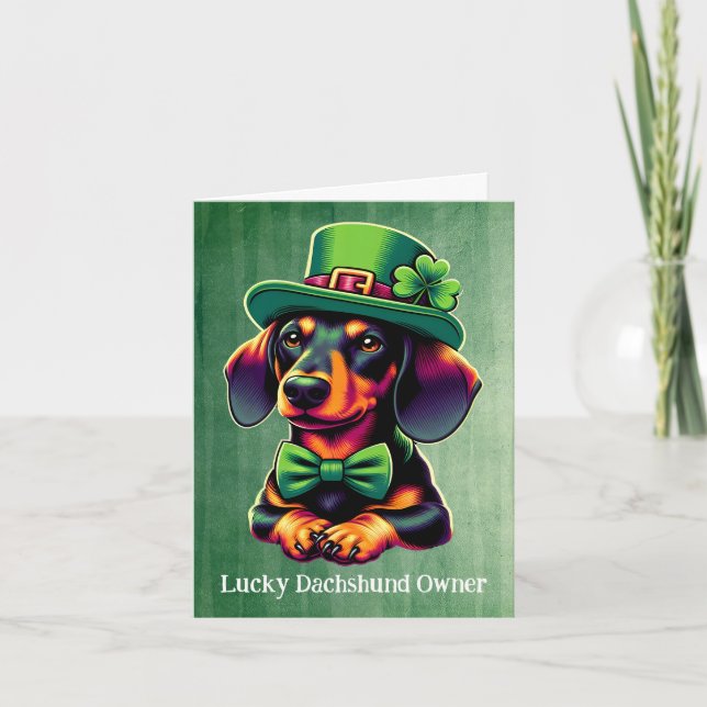 Tur Samowner Till Dachshund Glad St Patricks Day Helgkort (Framsida)