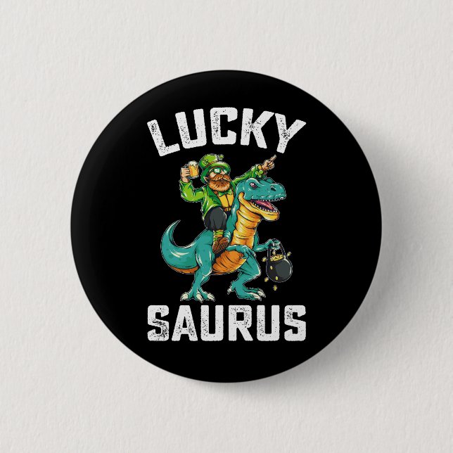Tur Saurus Dinosaur T Rex St Patricks Day Knapp (Framsida)