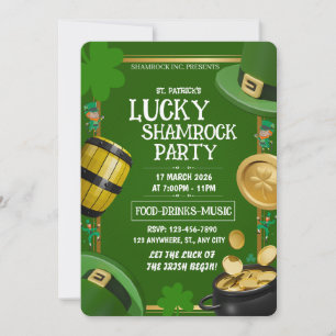 Tur Shamrock Party St. Paddy's Day Anpassningsbar Inbjudningar
