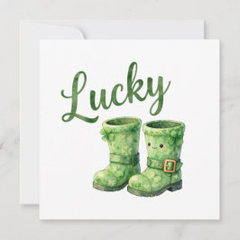 Tur St Patrick Lycko Stövlar Vattenfärg Patrick's Julkort