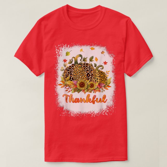 Tur Thanksgiving Solrospum för hösten Leopard T Shirt (Design framsida)