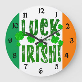 Tur till Irish Orange Grönt Shamrocks Clock Stor Klocka