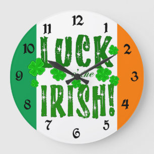 Tur till Irish Orange Grönt Shamrocks Clock Stor Klocka