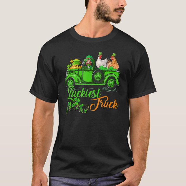 Tur Truck St Patrick S Day Leprechaun Kyckling T Shirt (Framsida)