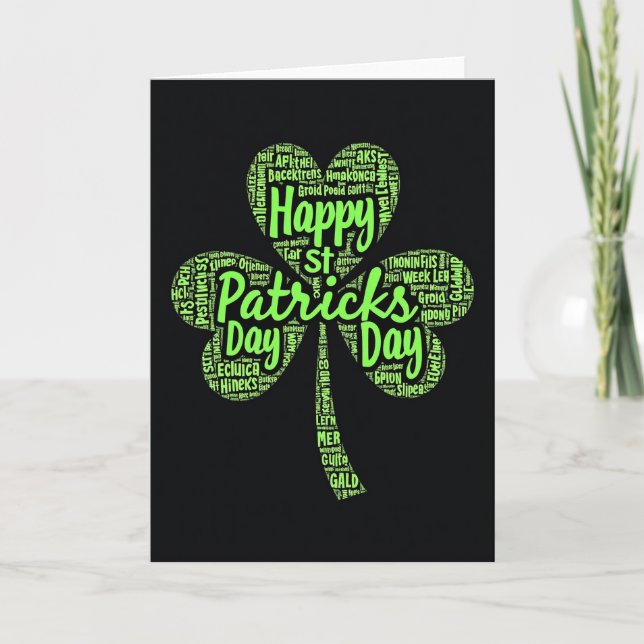 Tur Word Art St Patricks Day Kort (Framsida)