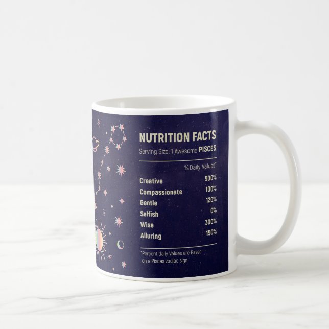 Tur zodiak Pisces Nutritional Facts Wrap Kaffemugg (Höger)