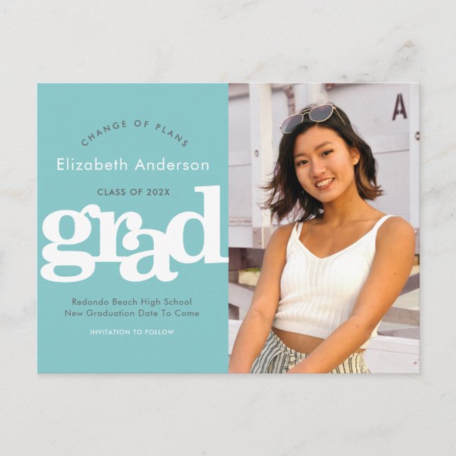 Turaxförändringsplaner studenten fet typografi inbjudan vykort (Framsida)