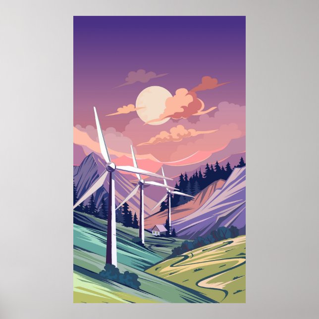 Turbiner av vind i bergsområden poster (Framsidan)