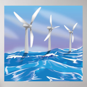Turbiner i Vinden Sea Power Poster