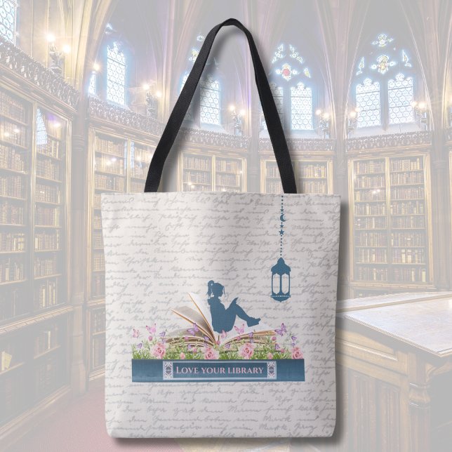 Turblå Bokälskare Flykt Axelväska Tygkasse (Customizable Book Lovers Escape Tote Bag)