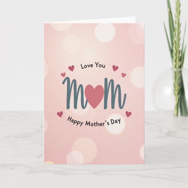 Turblå Mamma Rosa Hjärtkort Kort (Framsida)