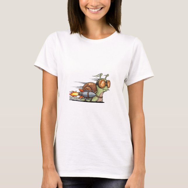 Turbo-Charged Snail Racer with Rocket Booster T Shirt (Framsida)