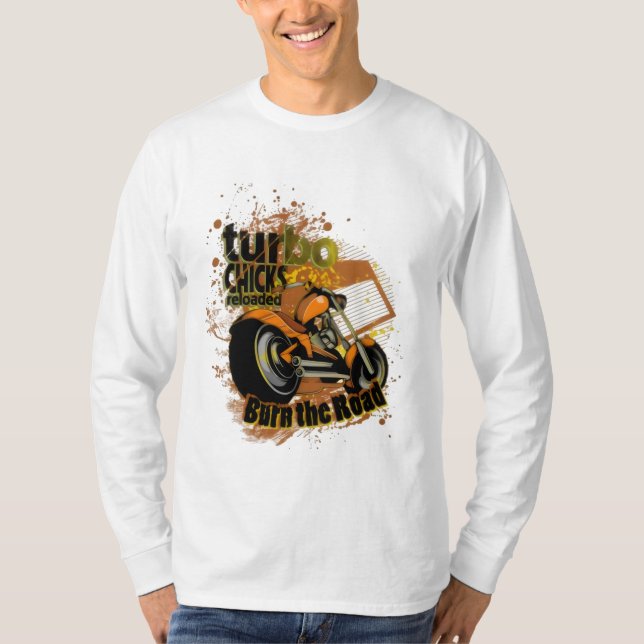 Turbo Chicks Burn Road T Shirt (Framsida)