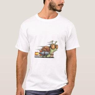 Turbo-laddad snigelracerk med raketbooster t shirt