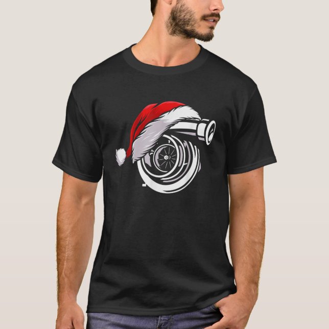 Turbo Santa Hat Car Enthusiast Tävla Driving Chr T Shirt (Framsida)