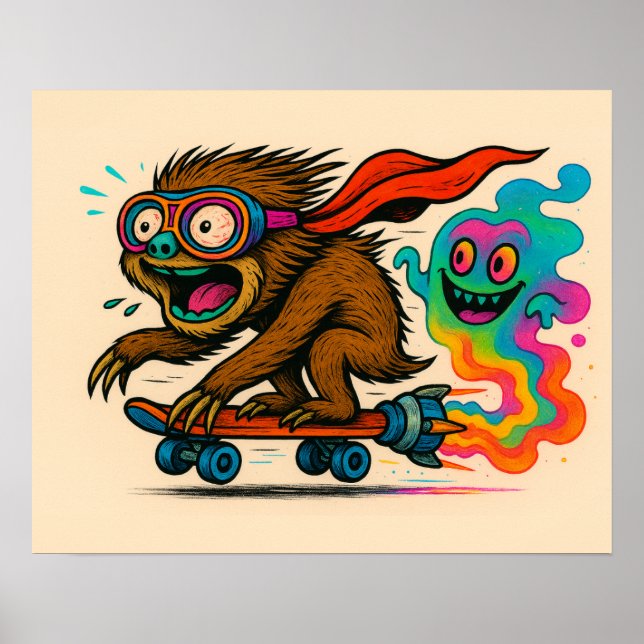 Turbo Sloth Skateboard Poster (Framsidan)