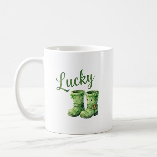Turbo St Patricks Day Vattenfärg Stövlar Lycko Lep Kaffemugg (Vänster)