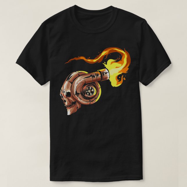 Turboladdare Skull med avkänning av brandeturbokon T Shirt (Design framsida)