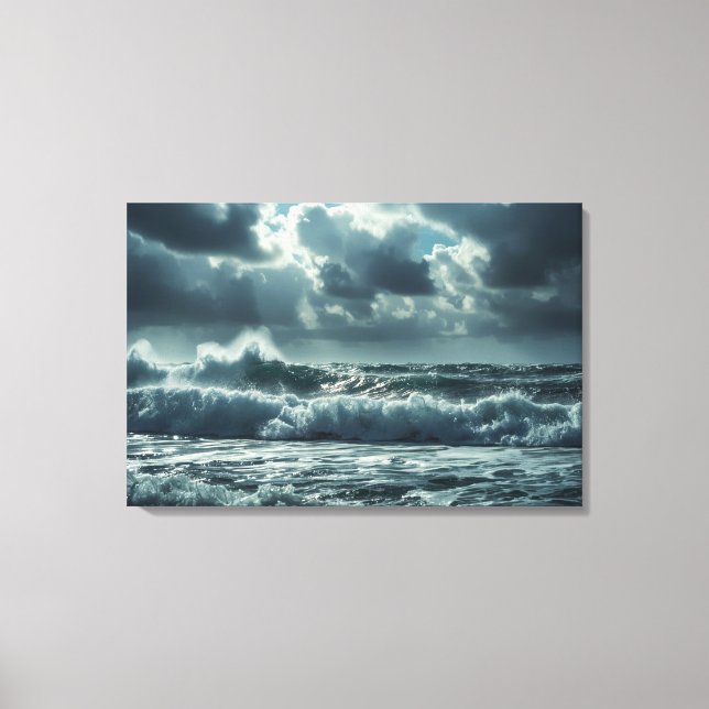 Turbulent Ocean Storm - Cinematic 4K Sjölandskap Canvastryck (Framsida)