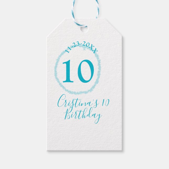 Turcitcirkeln. Runda glitter 10-årsdagen fet Presentetikett (Framsidan)