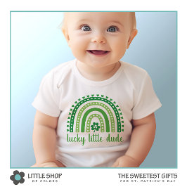 Turck Little Dude Regnbåge Shamrock St Patrick's T Shirt