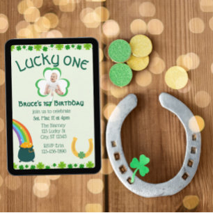 Turckos En, Shamrock Bild 1-årsdag Inbjudningar