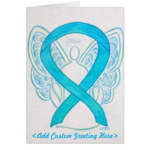 Turcoise Awareness Ribbon Angel Greeting Card Hälsningskort
