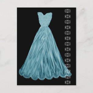 Turcoise Blue Dress med Snöre accent vykort