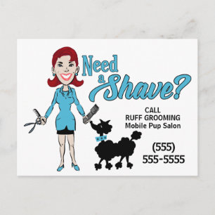 Turcoise Blue Need a Shave Pet Groomer Vykort
