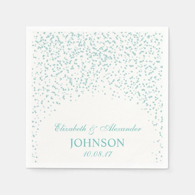 Turcoise blue och White Bröllop Confetti Mönster Pappersservett (Framsidan)