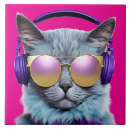 Turcoise Cat Decorative Tile Kakelplatta