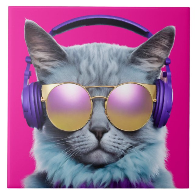 Turcoise Cat Decorative Tile Kakelplatta (Framsidan)