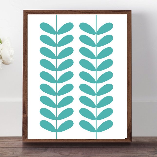 Turcoise Flower Buds Mid Century Modern Retro Poster (Skapare uppladdad)