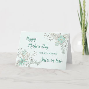 Turcoise Flowers Sister i Lag Lycklig Mors dag Kort