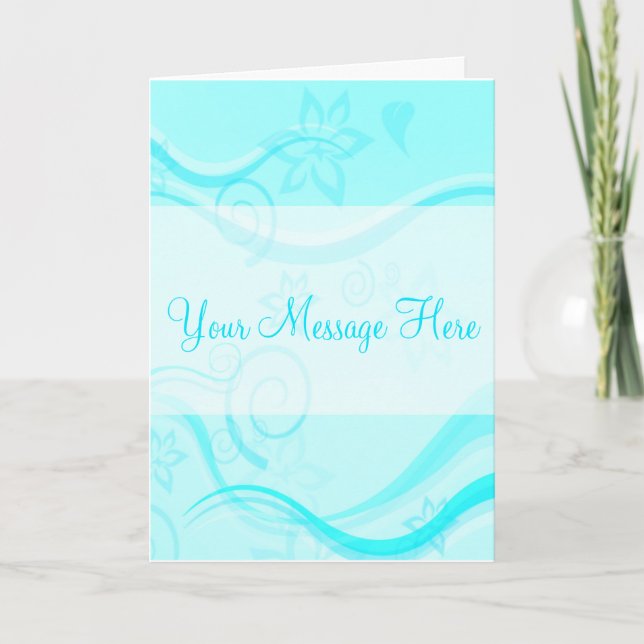 Turcoise Flowers & Swirls Greeting Card Kort (Framsida)