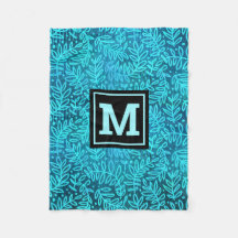 Turcoise foliage löv mönster modern monogram