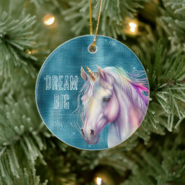 Turcoise Gnistra Unicorn Namn Julgransprydnad Keramik