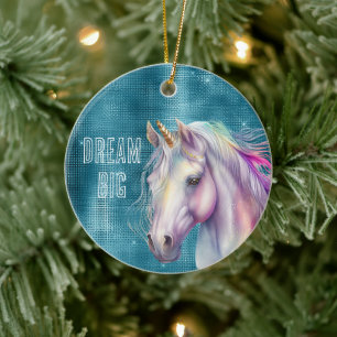 Turcoise Gnistra Unicorn Namn Julgransprydnad Keramik