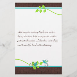 Turcoise Grönt Brown Love birds Stationery Brevpapper