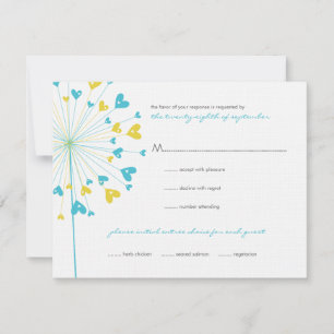 Turcoise Gult Dandelions Kärlek Bröllop OSA Card Kort