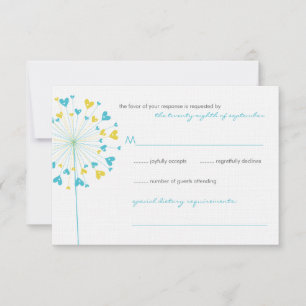 Turcoise Gult Dandelions Kärlek Bröllop OSA Card Kort
