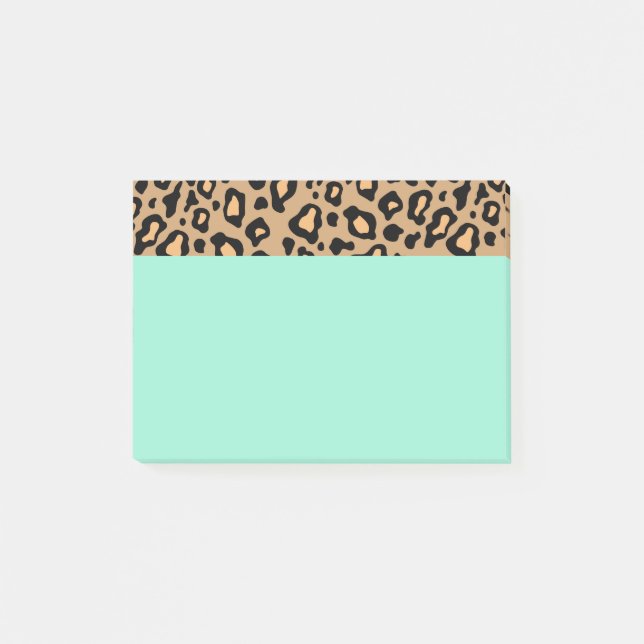 Turcoise Leopard Skriv ut Post it Notes Post-it Block (Framsida)