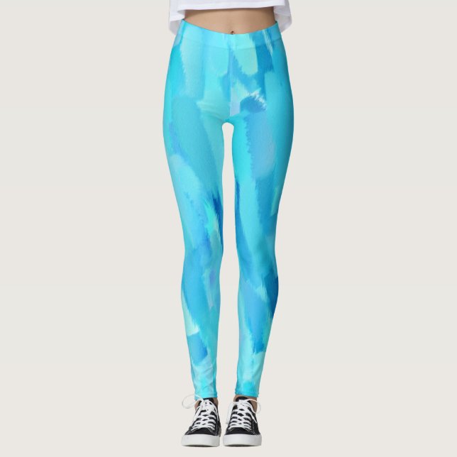 Turcoise Paint Splatter Leggings (Framsida)